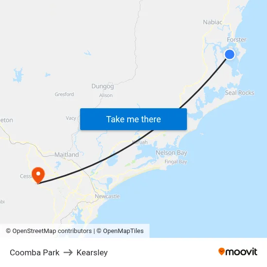 Coomba Park to Kearsley map