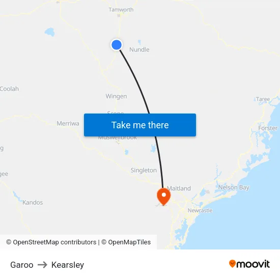 Garoo to Kearsley map