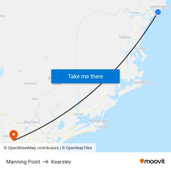 Manning Point to Kearsley map