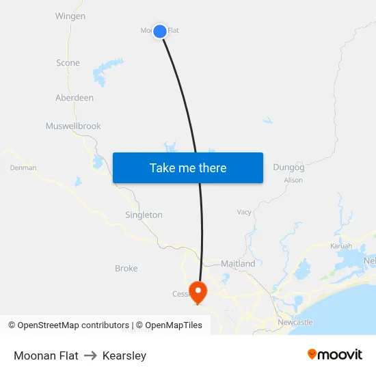 Moonan Flat to Kearsley map