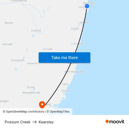 Possum Creek to Kearsley map