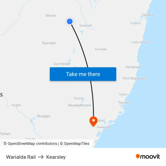 Warialda Rail to Kearsley map