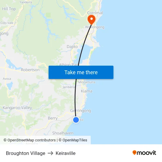 Broughton Village to Keiraville map