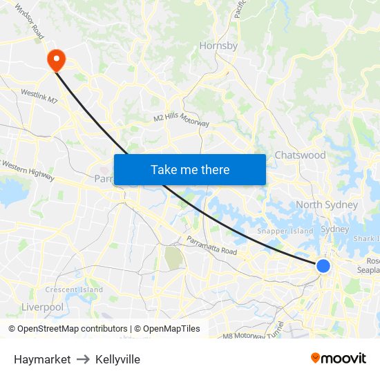 Haymarket to Kellyville map