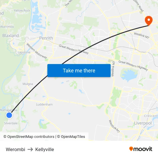 Werombi to Kellyville map