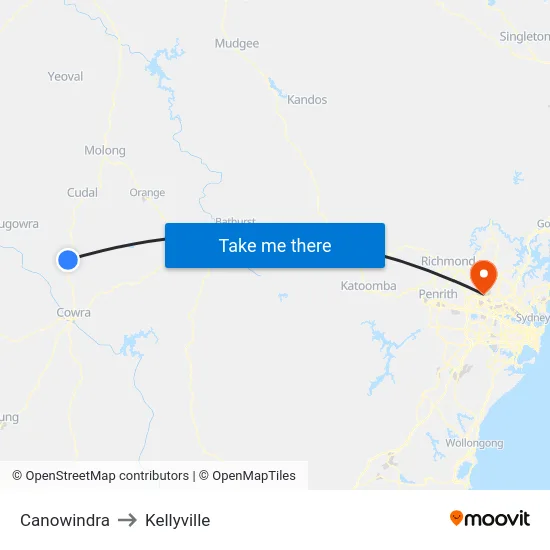 Canowindra to Kellyville map