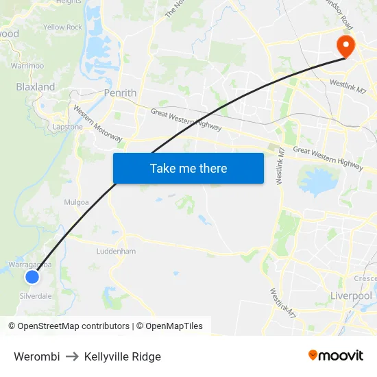 Werombi to Kellyville Ridge map