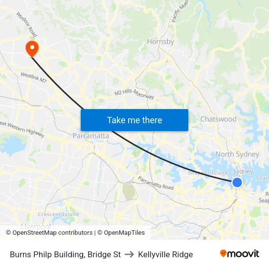 Burns Philp Building, Bridge St to Kellyville Ridge map