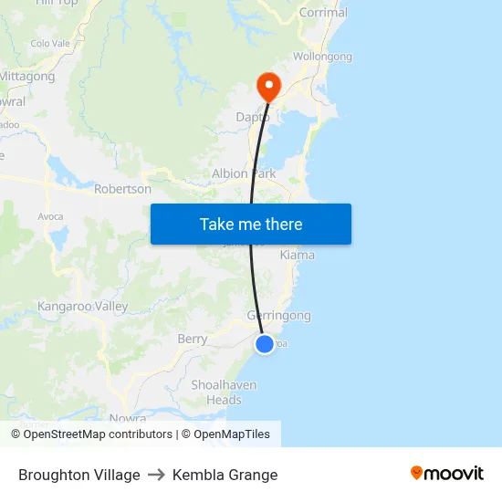 Broughton Village to Kembla Grange map