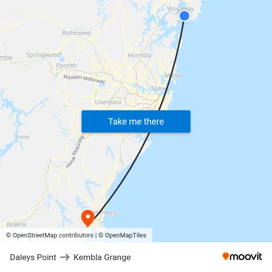 Daleys Point to Kembla Grange map