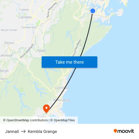 Jannali to Kembla Grange map