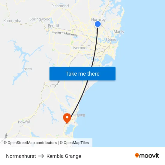 Normanhurst to Kembla Grange map