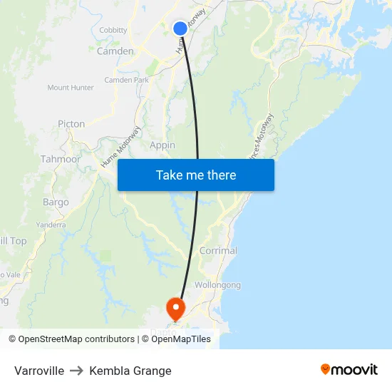 Varroville to Kembla Grange map