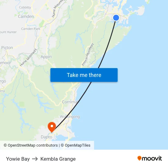 Yowie Bay to Kembla Grange map