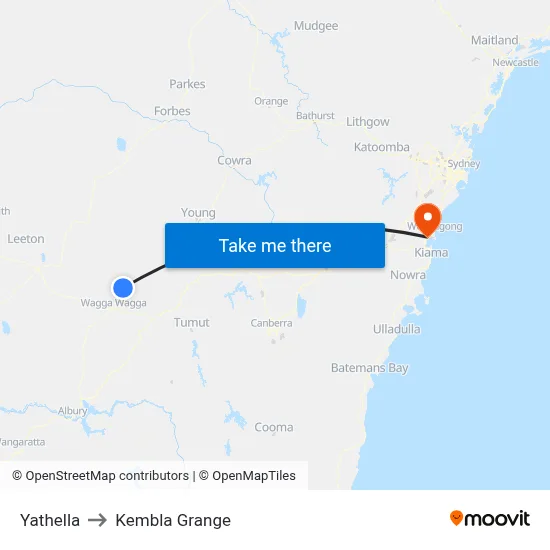 Yathella to Kembla Grange map