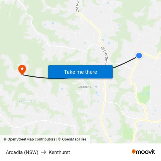 Arcadia (NSW) to Kenthurst map