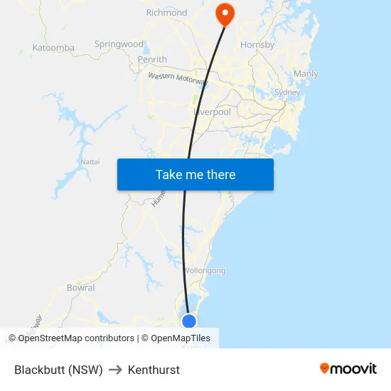 Blackbutt (NSW) to Kenthurst map
