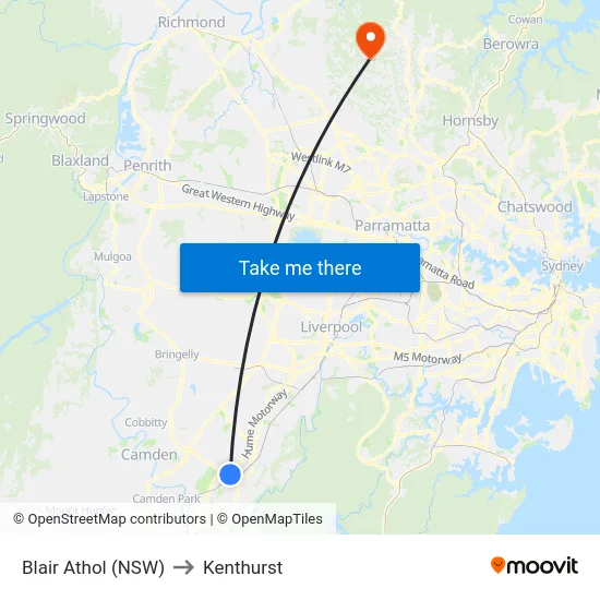 Blair Athol (NSW) to Kenthurst map