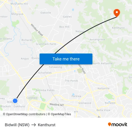 Bidwill (NSW) to Kenthurst map
