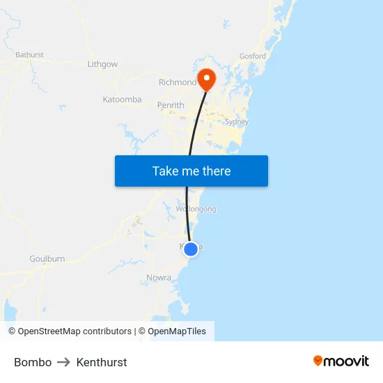 Bombo to Kenthurst map