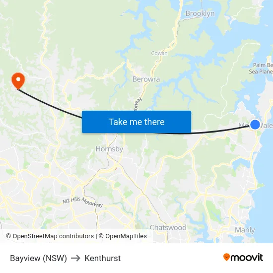 Bayview (NSW) to Kenthurst map