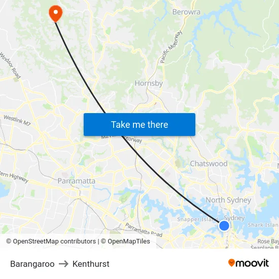 Barangaroo to Kenthurst map