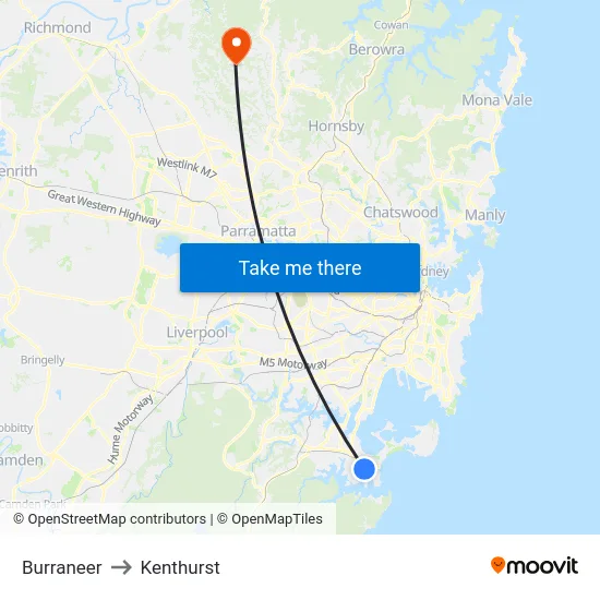 Burraneer to Kenthurst map