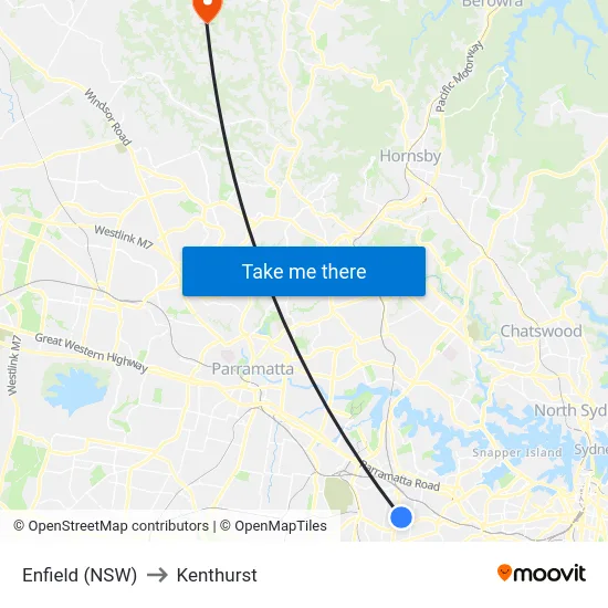 Enfield (NSW) to Kenthurst map