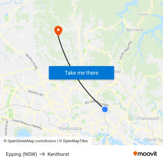 Epping (NSW) to Kenthurst map