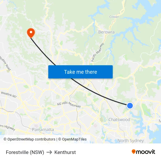 Forestville (NSW) to Kenthurst map