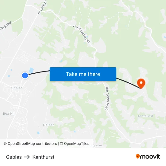 Gables to Kenthurst map