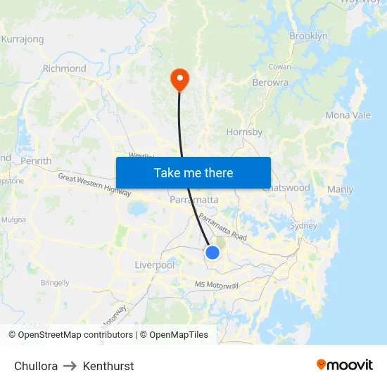 Chullora to Kenthurst map