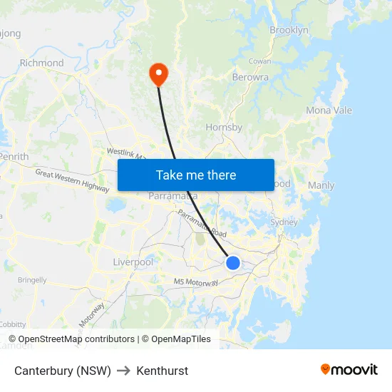 Canterbury (NSW) to Kenthurst map
