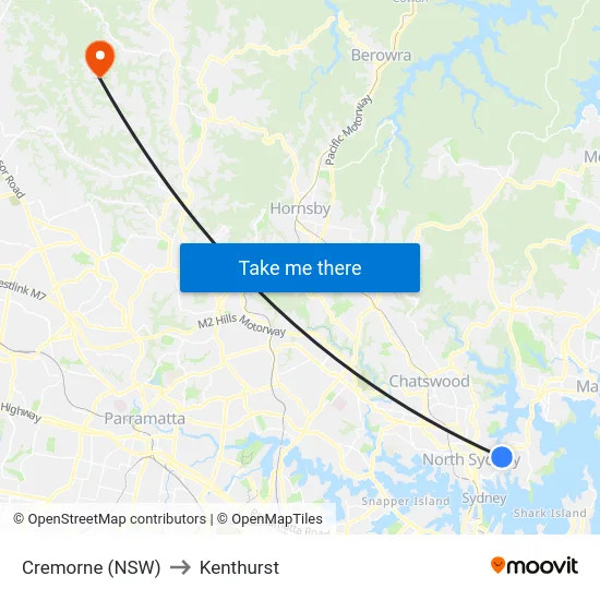 Cremorne (NSW) to Kenthurst map