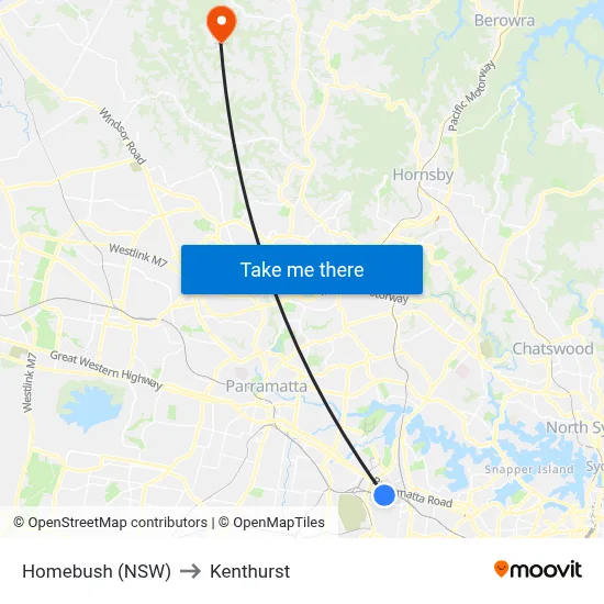 Homebush (NSW) to Kenthurst map