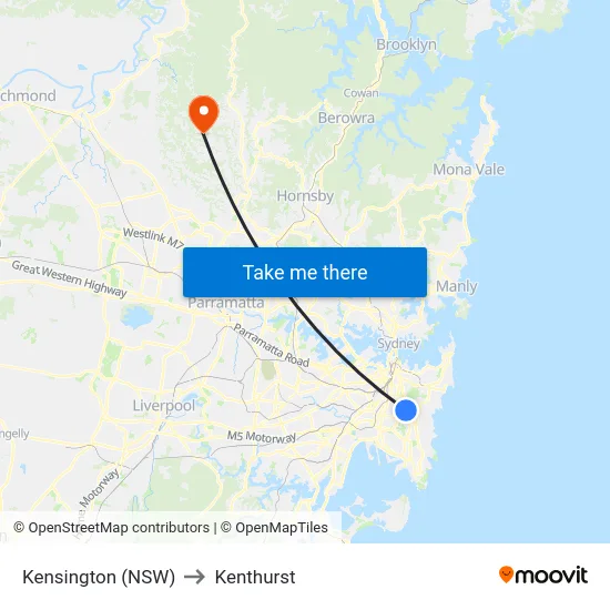 Kensington (NSW) to Kenthurst map