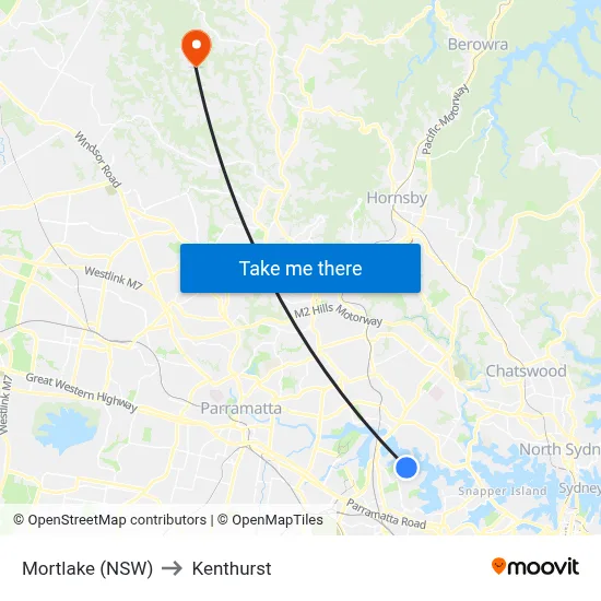 Mortlake (NSW) to Kenthurst map