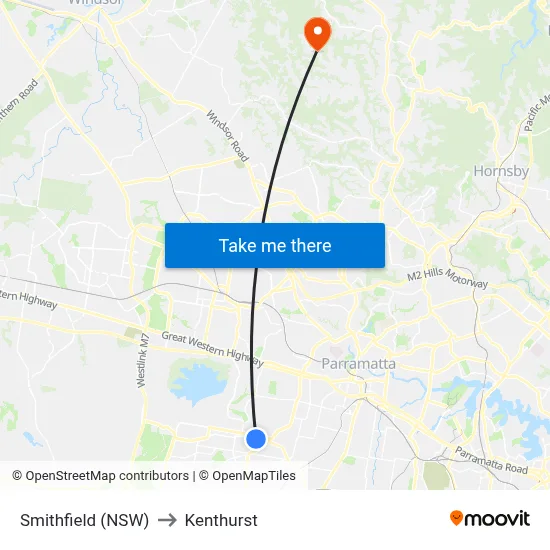 Smithfield (NSW) to Kenthurst map