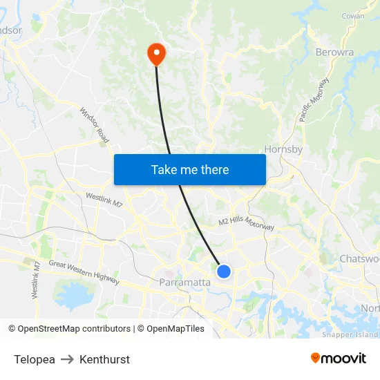 Telopea to Kenthurst map