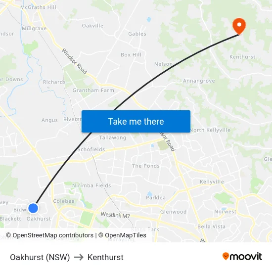 Oakhurst (NSW) to Kenthurst map