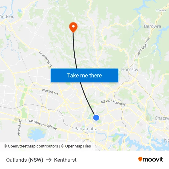 Oatlands (NSW) to Kenthurst map