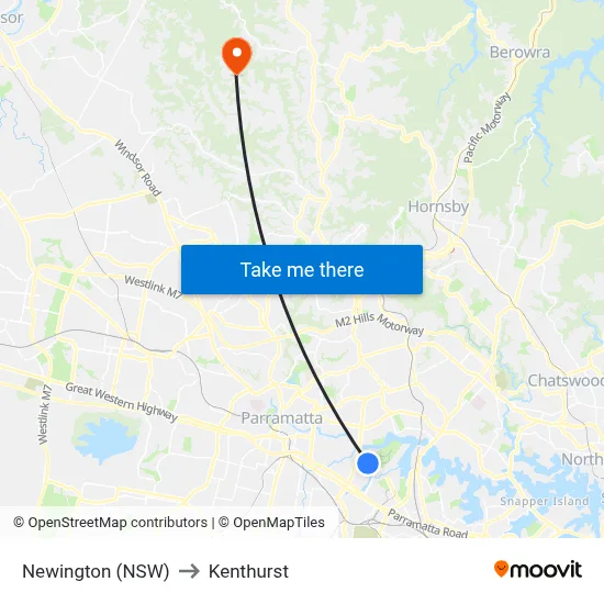 Newington (NSW) to Kenthurst map