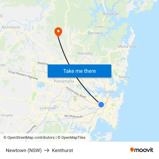 Newtown (NSW) to Kenthurst map