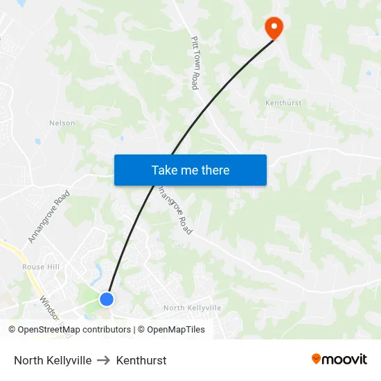 North Kellyville to Kenthurst map