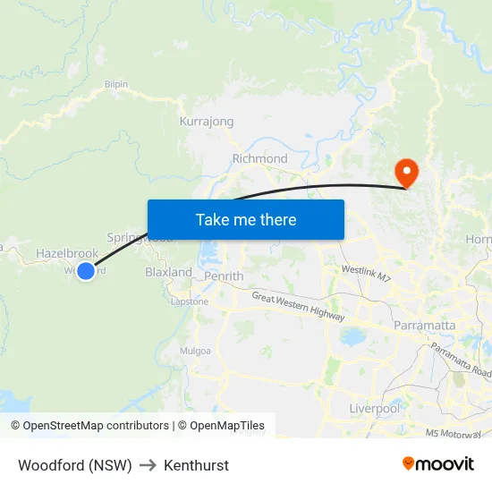 Woodford (NSW) to Kenthurst map