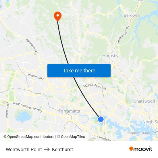 Wentworth Point to Kenthurst map
