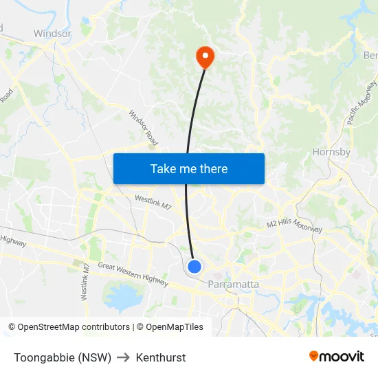 Toongabbie (NSW) to Kenthurst map