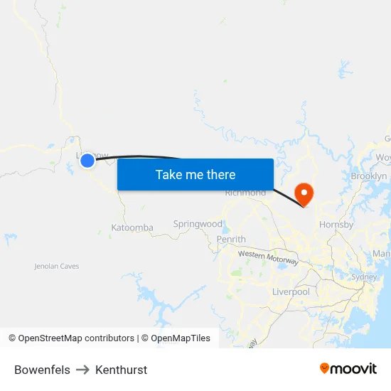 Bowenfels to Kenthurst map