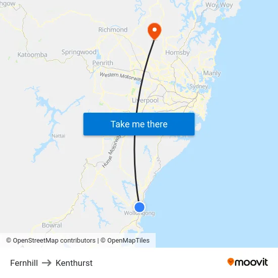 Fernhill to Kenthurst map