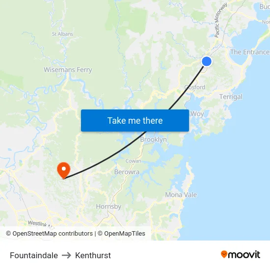 Fountaindale to Kenthurst map